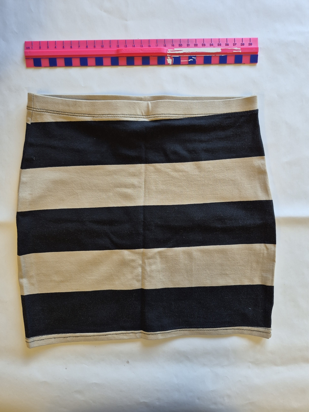 Women's Black and Beige Striped Pencil Mini Skirt